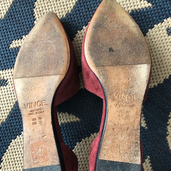 Vince Nina Suede d’Orsay Point-toe Flats RedRust - Picture 7 of 10